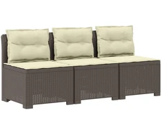 3-vietė sodo sofa su pagalvėlėmis, Rattan išvaizda PP