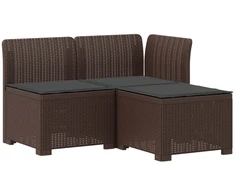 3-vietė sodo sofa su pagalvėlėmis, Rattan išvaizda PP Ruda