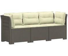 3-vietė sodo sofa su pagalvėlėmis, Rattan išvaizda PP