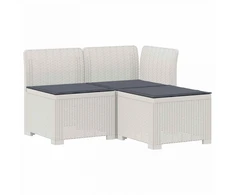 3-vietė sodo sofa su pagalvėlėmis, Rattan išvaizda PP Balta