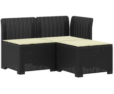 3-vietė sodo sofa su pagalvėlėmis, Rattan išvaizda PP Antracito