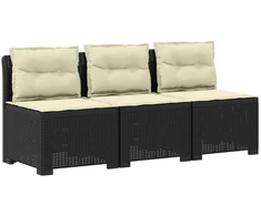 3-vietė sodo sofa su pagalvėlėmis, Rattan išvaizda PP Antracito