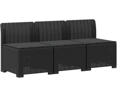 3-vietė sodo sofa su pagalvėlėmis, Rattan išvaizda PP Antracito