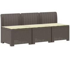 3-vietė sodo sofa su pagalvėlėmis, Rattan išvaizda PP