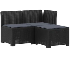 3-vietė sodo sofa su pagalvėlėmis, Rattan išvaizda PP Antracito