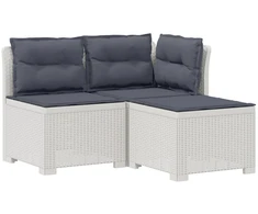3-vietė sodo sofa su pagalvėlėmis, Rattan išvaizda PP Balta
