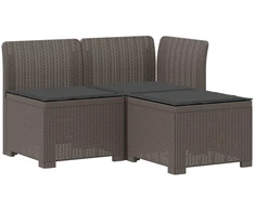 3-vietė sodo sofa su pagalvėlėmis, Rattan išvaizda PP
