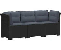 3-vietė sodo sofa su pagalvėlėmis, Rattan išvaizda PP Antracito