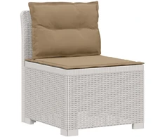 3-vietė sodo sofa su pagalvėlėmis, Rattan išvaizda PP Balta