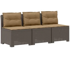 3-vietė sodo sofa su pagalvėlėmis, Rattan išvaizda PP