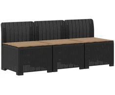 3-vietė sodo sofa su pagalvėlėmis, Rattan išvaizda PP Antracito