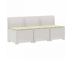 3-vietė sodo sofa su pagalvėlėmis, Rattan išvaizda PP Balta
