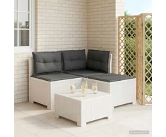 3-vietė sodo sofa su pagalvėlėmis, Rattan išvaizda PP Balta