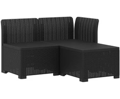 3-vietė sodo sofa su pagalvėlėmis, Rattan išvaizda PP Antracito