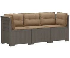 3-vietė sodo sofa su pagalvėlėmis, Rattan išvaizda PP