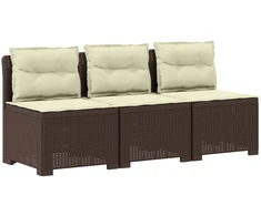 3-vietė sodo sofa su pagalvėlėmis, Rattan išvaizda PP Ruda
