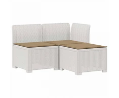 3-vietė sodo sofa su pagalvėlėmis, Rattan išvaizda PP Balta