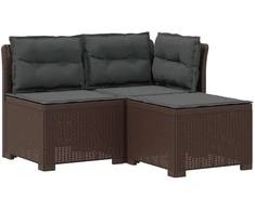 3-vietė sodo sofa su pagalvėlėmis, Rattan išvaizda PP Ruda