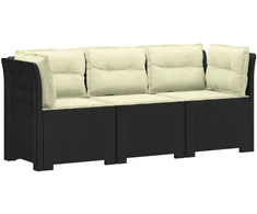 3-vietė sodo sofa su pagalvėlėmis, Rattan išvaizda PP Antracito