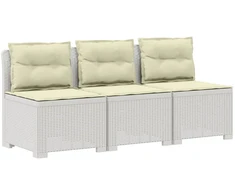 3-vietė sodo sofa su pagalvėlėmis, Rattan išvaizda PP Balta