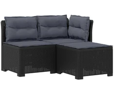 3-vietė sodo sofa su pagalvėlėmis, Rattan išvaizda PP Antracito