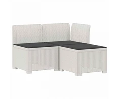 3-vietė sodo sofa su pagalvėlėmis, Rattan išvaizda PP Balta