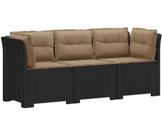 3-vietė sodo sofa su pagalvėlėmis, Rattan išvaizda PP Antracito