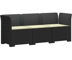3-vietė sodo sofa su pagalvėlėmis, Rattan išvaizda PP Antracito