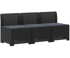 3-vietė sodo sofa su pagalvėlėmis, Rattan išvaizda PP Antracito