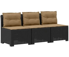 3-vietė sodo sofa su pagalvėlėmis, Rattan išvaizda PP Antracito
