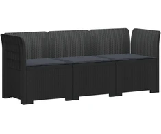 3-vietė sodo sofa su pagalvėlėmis, Rattan išvaizda PP Antracito