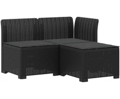 3-vietė sodo sofa su pagalvėlėmis, Rattan išvaizda PP Antracito