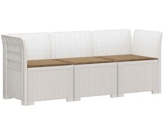 3-vietė sodo sofa su pagalvėlėmis, Rattan išvaizda PP Balta