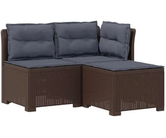 3-vietė sodo sofa su pagalvėlėmis, Rattan išvaizda PP Ruda