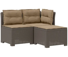 3-vietė sodo sofa su pagalvėlėmis, Rattan išvaizda PP