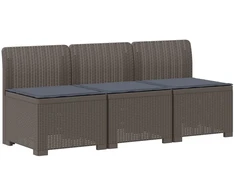 3-vietė sodo sofa su pagalvėlėmis, Rattan išvaizda PP