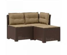 3-vietė sodo sofa su pagalvėlėmis, Rattan išvaizda PP Ruda