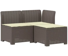 3-vietė sodo sofa su pagalvėlėmis, Rattan išvaizda PP