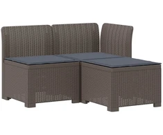 3-vietė sodo sofa su pagalvėlėmis, Rattan išvaizda PP