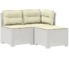 3-vietė sodo sofa su pagalvėlėmis, Rattan išvaizda PP Balta