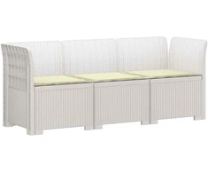 3-vietė sodo sofa su pagalvėlėmis, Rattan išvaizda PP Balta
