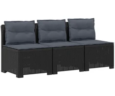 3-vietė sodo sofa su pagalvėlėmis, Rattan išvaizda PP Antracito