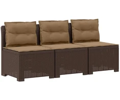 3-vietė sodo sofa su pagalvėlėmis, Rattan išvaizda PP Ruda