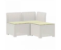 3-vietė sodo sofa su pagalvėlėmis, Rattan išvaizda PP Balta