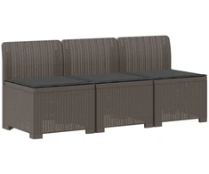 3-vietė sodo sofa su pagalvėlėmis, Rattan išvaizda PP
