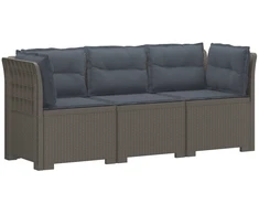 3-vietė sodo sofa su pagalvėlėmis, Rattan išvaizda PP
