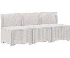 3-vietė sodo sofa su pagalvėlėmis, Rattan išvaizda PP Balta
