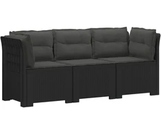 3-vietė sodo sofa su pagalvėlėmis, Rattan išvaizda PP Antracito