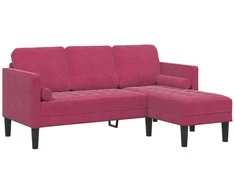 Sofa Sofos komplektas su pagalve Vyno raudona Poliesteris