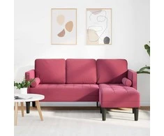 Sofa Sofos komplektas su pagalve Vyno raudona Poliesteris